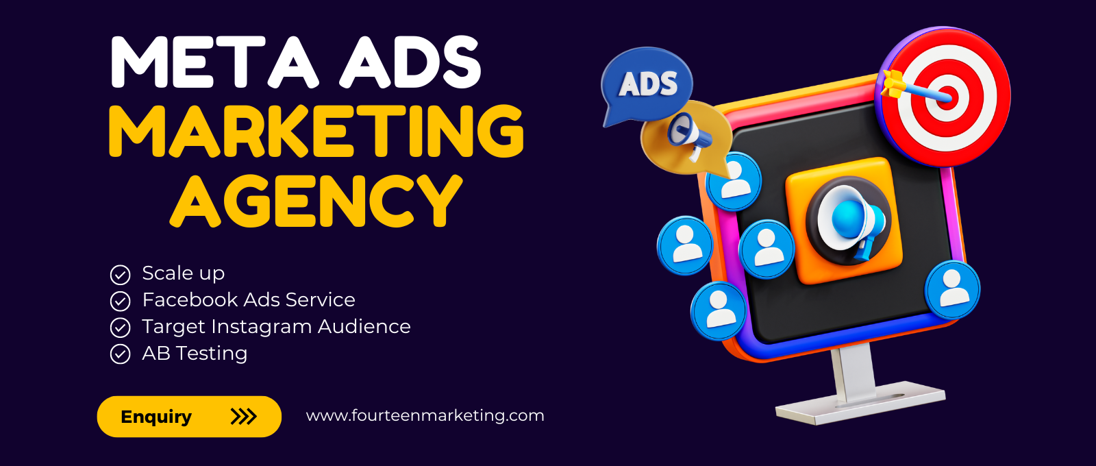 Navy Modern Digital Marketing Agency Facebook Ad (1600 x 680 px)